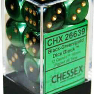 Chessex 16mm D6 Gemini Black-Green/Gold