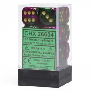 Chessex 16mm D6 Gemini Green-Purple/Gold