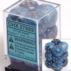 Chessex 16mm D6 Phantom Teal/Gold