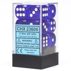 Chessex 16mm D6 Translucent Blue/White