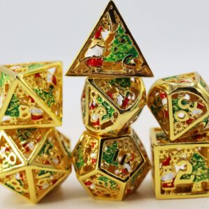 Foam Brain Games Golden Wonderland RPG Metal Dice Set