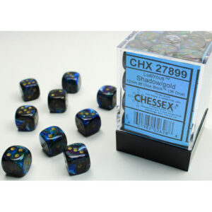 Chessex 12mm D6 Lustrous Shadow/Gold