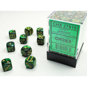 Chessex 12mm D6 Scarab Jade/Gold