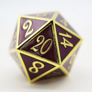 Foam Brain Games D20 Gold With Amethyst 35mm Extra Large Metal