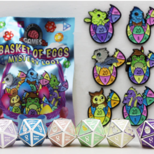 Foam Brain Games Mystery Loot Basket Of Eggs (1 Metal D20 & 1 Enamel Pin)