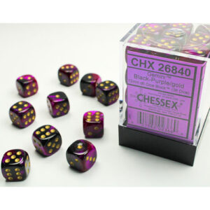 Chessex 12mm D6 Gemini Black-Purple/Gold