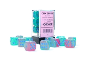 Chessex 16mm D6 Gemini Gel Green-Pink/Blue
