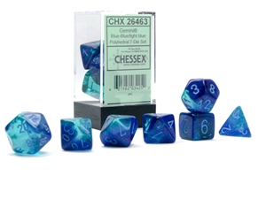 Chessex 7 Die Set Gemini Luminary Blue-Blue/Light Blue