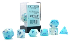 Chessex 7 Die Set Gemini Luminary Pearl Turquoise-White/Blue