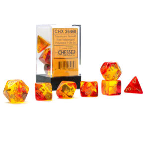 Chessex 7 Die Set Gemini Translucent Red-Yellow/Gold - (Duplicate Imported from WooCommerce)