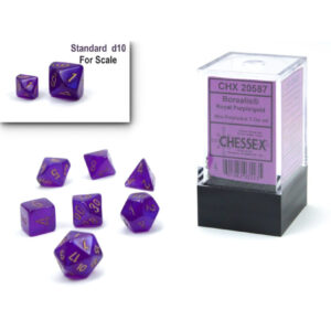 Chessex 7 Die Set Mini Borealis Luminary Royal Purple/gold