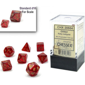 Chessex 7 Die Set Mini Glitter Red/gold