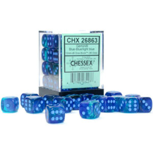 Chessex 12mm D6 Gemini Blue-Blue/Light Blue