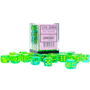Chessex 12mm D6 Gemini Translucent Green-Teal/Yellow
