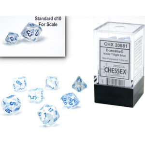 Chessex 7 Die Set Mini Borealis Luminary Icicle/Light Blue