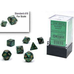 Chessex 7 Die Set Mini Scarab Jade/Gold