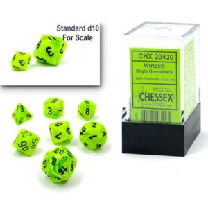 Chessex 7 Die Set Mini Vortex Bright Green/Black