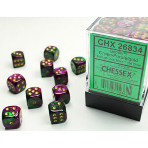 Chessex 12mm D6 Gemini Green-Purple/Gold