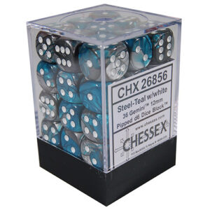 Chessex 12mm D6 Gemini Steel-Teal/White