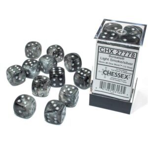 Chessex 16mm D6 Borealis Luminary Smoke/Silver