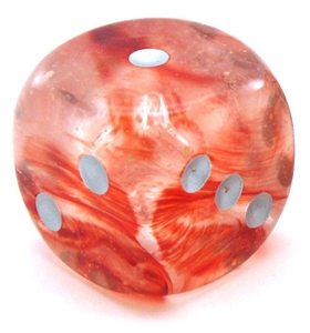 Chessex 30mm D6 Nebula Luminary Red/Silver