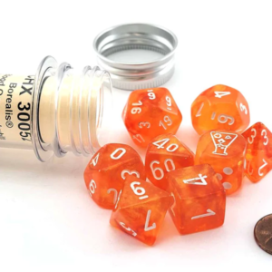 Chessex 7 Die Set Borealis Luminary Blood Orange/White