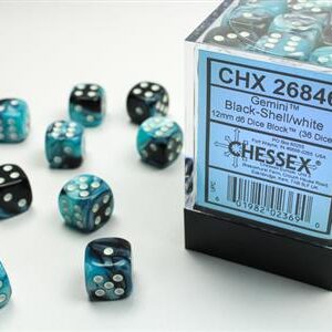 Chessex 12mm D6 Gemini Black-Shell/White