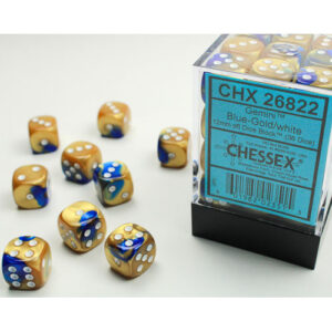 Chessex 12mm D6 Gemini Blue-Gold/White