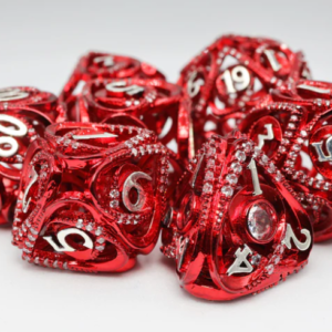 Foam Brain Games Hollow Hearts Red Jeweled RPG Metal Dice Set
