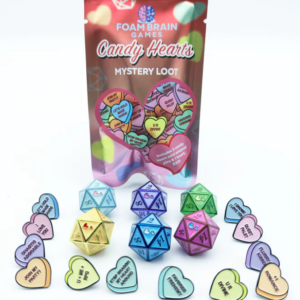 Foam Brain Games Mystery Loot Candy Hearts 2 (1 Metal D20 & 2 Enamel Pins)