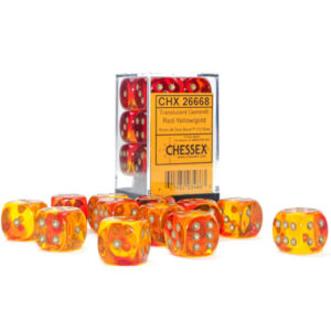 Chessex 16mm D6 Gemini Translucent Red-Yellow/Gold