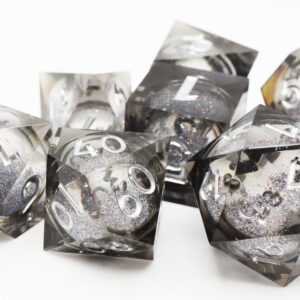 Foam Brain Games Black Liquid Core Sharp Edge RPG Dice Set