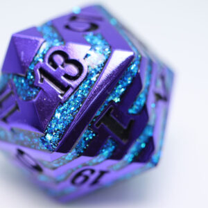 Foam Brain Games D20 Purple With Blue Mica 35mm Extra Large Metal