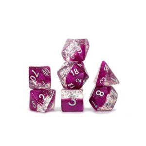 Gate Keeper Games 7-Die Set Halfsies Dice Glitter Wine