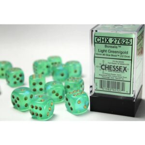 Chessex 16mm D6 Borealis Light Green/Gold