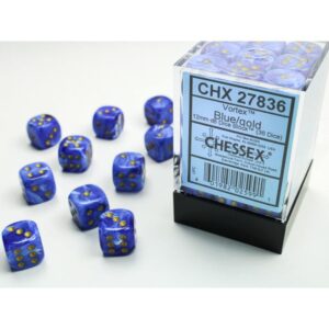 Chessex 12mm D6 Vortex Blue/Gold
