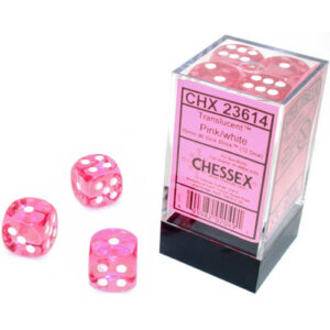 Chessex 16mm D6 Translucent Pink/White