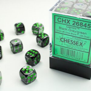 Chessex 12mm D6 Gemini Black-Grey/Green