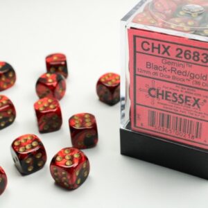 Chessex 12mm D6 Gemini Black-Red/Gold