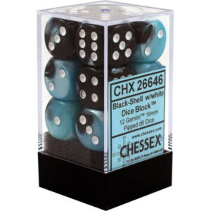 Chessex 16mm D6 Gemini Black-Shell/White