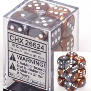 Chessex 16mm D6 Gemini Copper-Steel/White