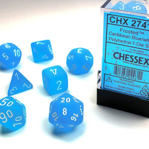 Chessex 7 Die Set Mini Frosted Caribbean Blue/White