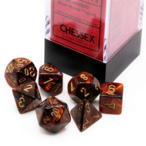 Chessex 7 Die Set Mini Scarab Blue Blood/Gold