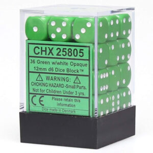 Chessex 12mm D6 Opaque Green/White