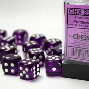 Chessex 16mm D6 Translucent Purple/White