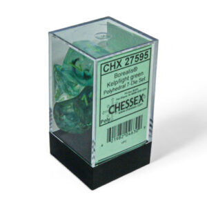 Chessex 7 Die Set Borealis Luminary Kelp/Light Green (black base)