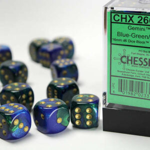 Chessex 16mm D6 Gemini Blue-Green/Gold