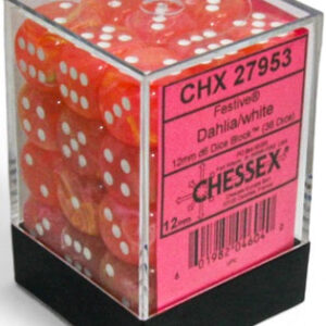 Chessex 12mm D6 Festive Luminary Dahlia/White