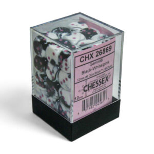 Chessex 12mm D6 Gemini Black-White/Pink