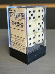Chessex 16mm D6 Opaque Ivory/Black